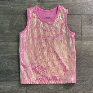 Chasing Fireflies Pink Sequin Girls Size 7 Sleeveless Tank Top
